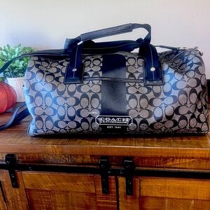 Coach Signature Coated Canvas Heritage Stripe Duffle Bag